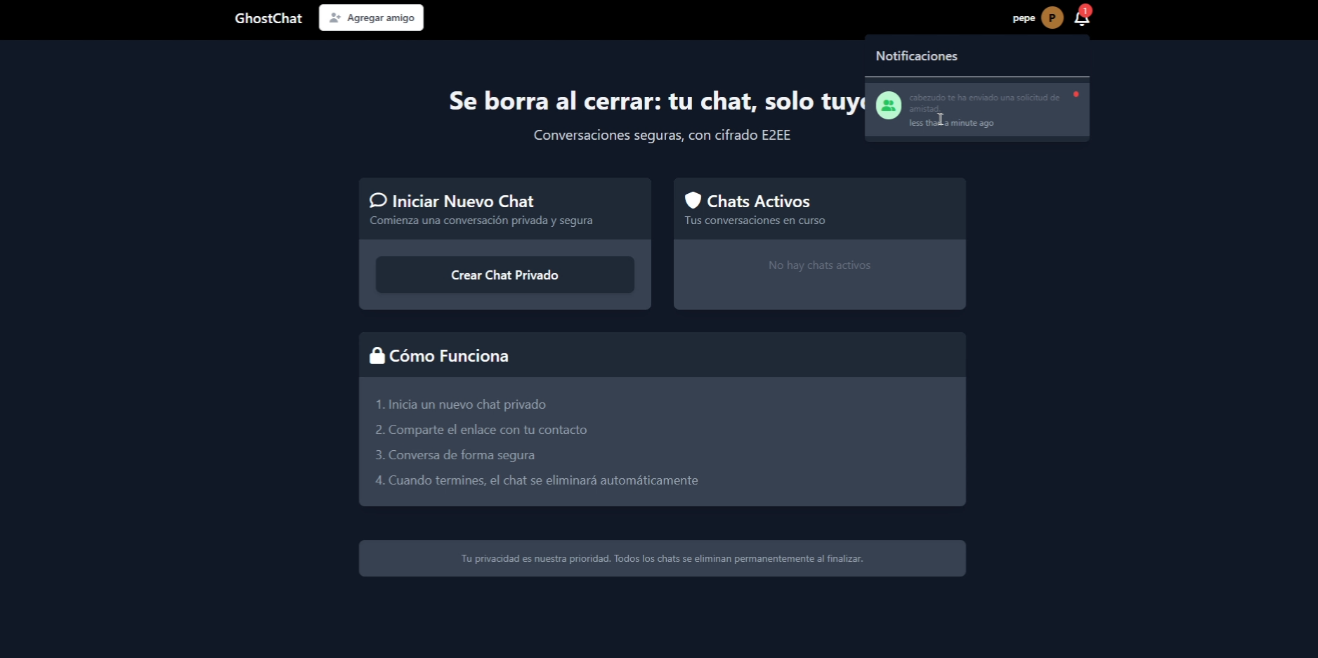 GhostChat - Chat cifrado de extremo a extremo thumbnail 2